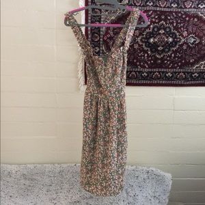 Floral Green Spring Dress Criss Cross Ruffle Top